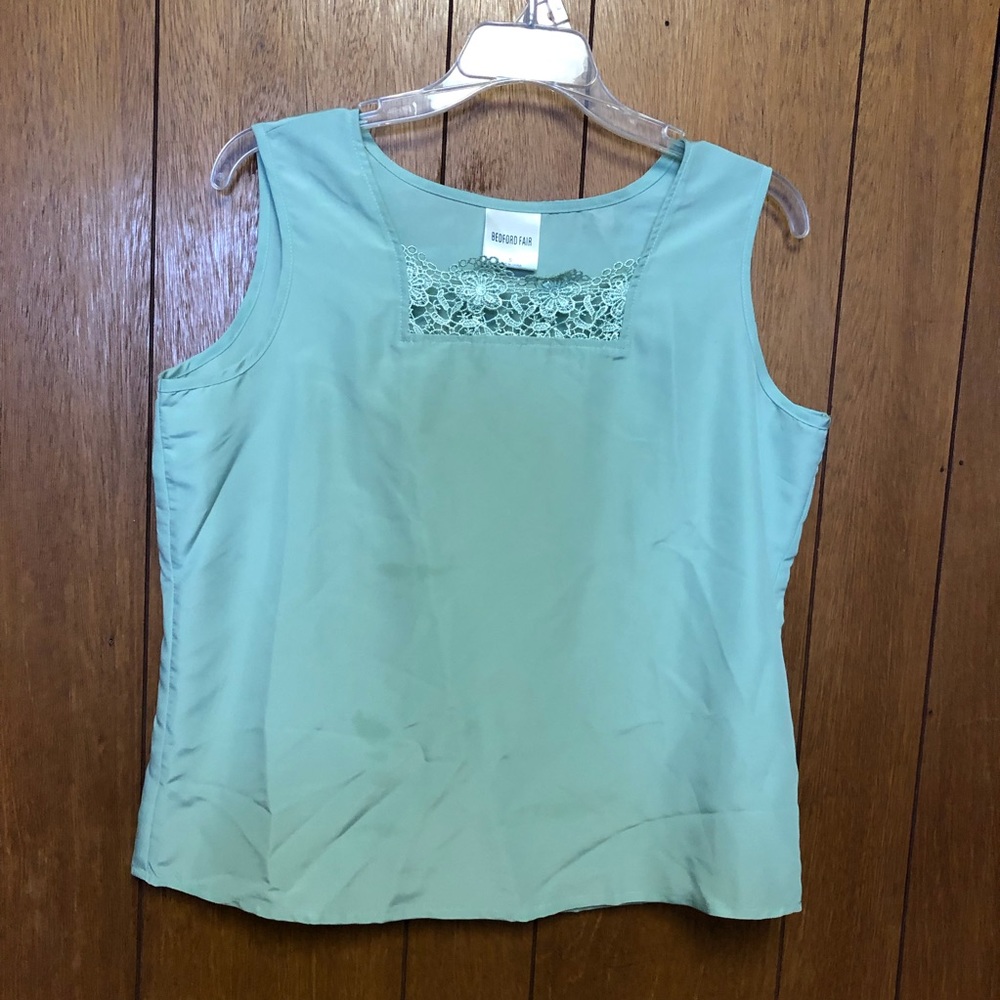 Bedford Fair mint tank top with lace detail size S